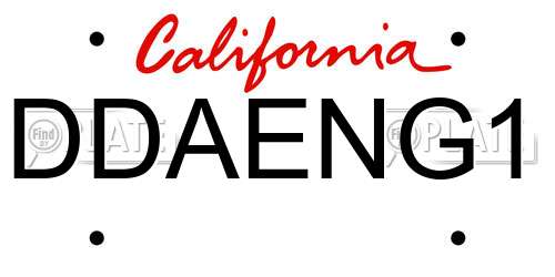 DDAENG1 California License Plate