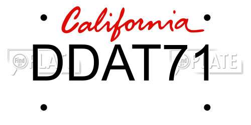 DDAT71 California License Plate