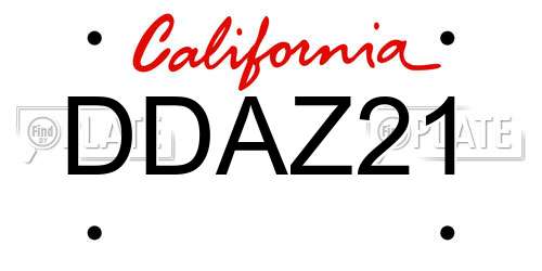 DDAZ21 California License Plate