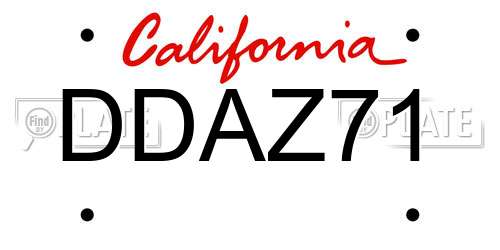 DDAZ71 California License Plate