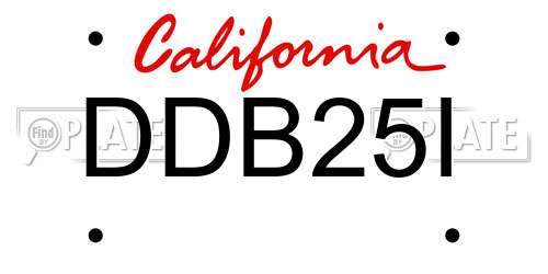 DDB25I California License Plate