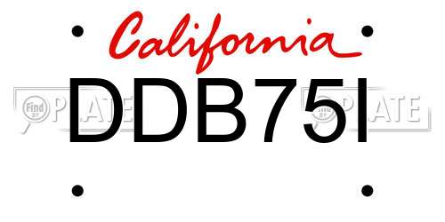 DDB75I California License Plate