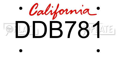DDB781 California License Plate