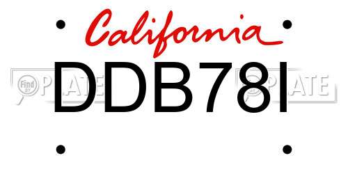 DDB78I California License Plate