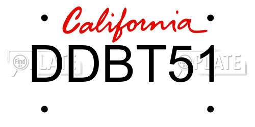 DDBT51 California License Plate
