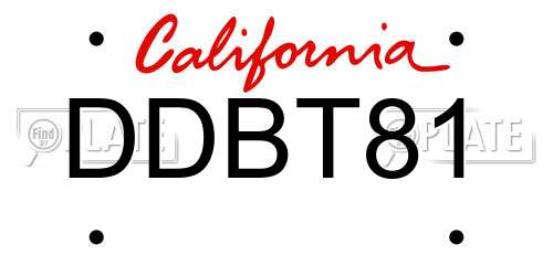 DDBT81 California License Plate