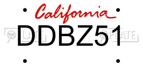 DDBZ51 California License Plate