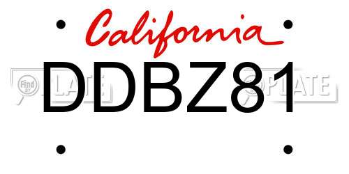 DDBZ81 California License Plate