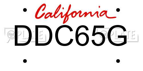 DDC65G California License Plate