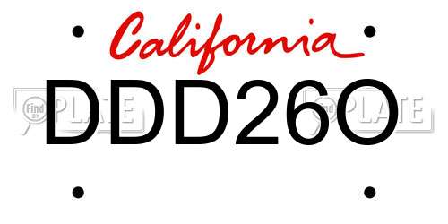 DDD26O California License Plate