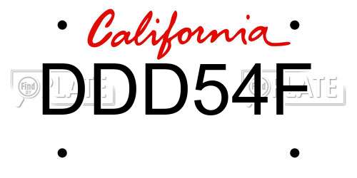 DDD54F California License Plate