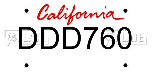 DDD760 California License Plate