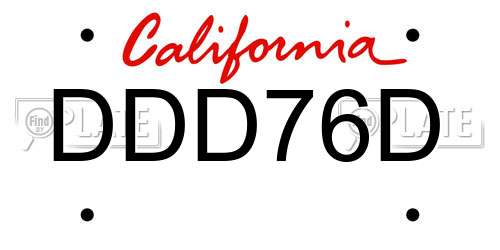 DDD76D California License Plate
