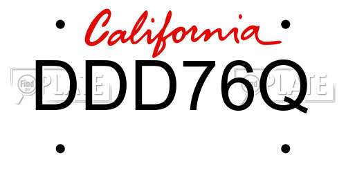 DDD76Q California License Plate