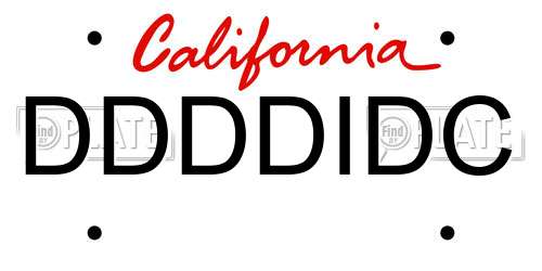 DDDDIDC California License Plate