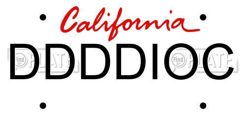DDDDIOC California License Plate