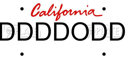 DDDDODD California License Plate