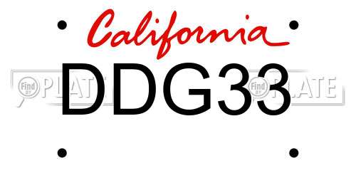 DDG33 California License Plate