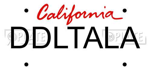 DDLTALA California License Plate