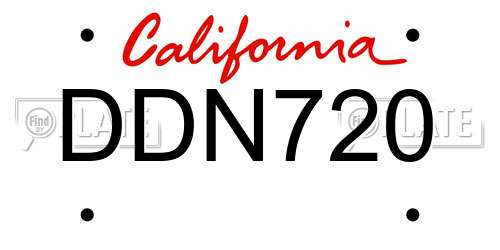 DDN720 California License Plate
