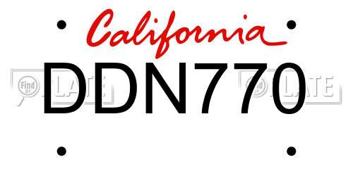 DDN770 California License Plate