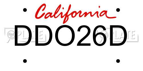 DDO26D California License Plate
