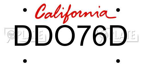 DDO76D California License Plate