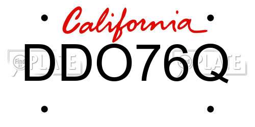 DDO76Q California License Plate