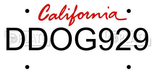 DDOG929 California License Plate
