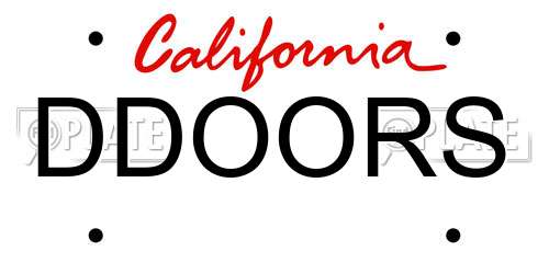 DDOORS California License Plate