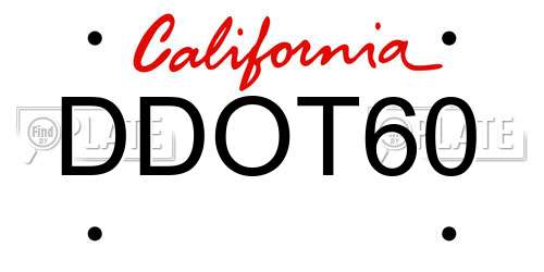 DDOT60 California License Plate