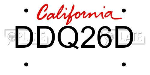 DDQ26D California License Plate