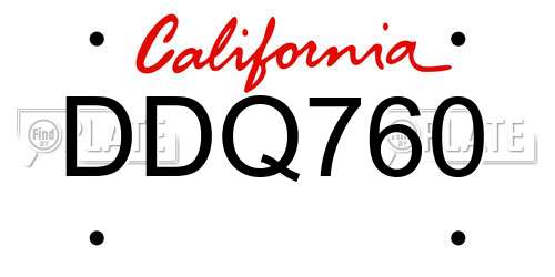 DDQ760 California License Plate