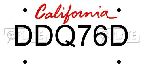 DDQ76D California License Plate