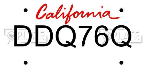 DDQ76Q California License Plate