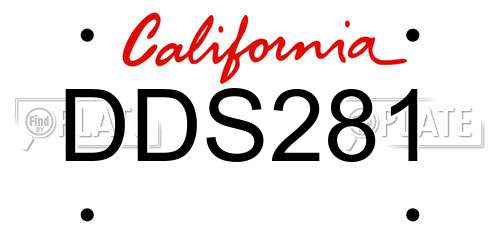DDS281 California License Plate
