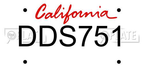 DDS751 California License Plate