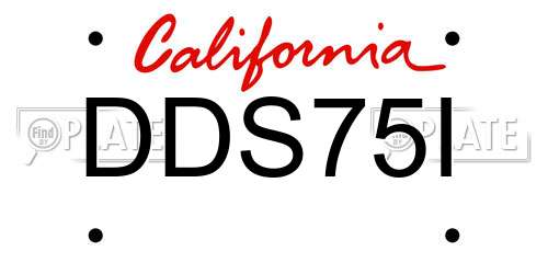 DDS75I California License Plate
