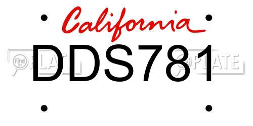 DDS781 California License Plate