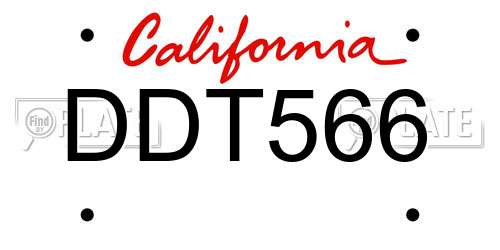 DDT566 California License Plate