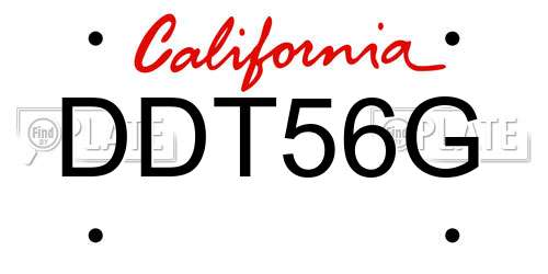 DDT56G California License Plate