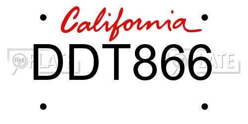 DDT866 California License Plate