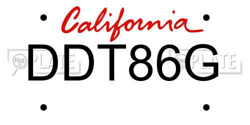DDT86G California License Plate