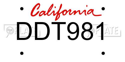 DDT981 California License Plate