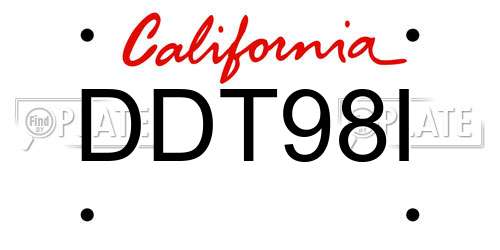 DDT98I California License Plate