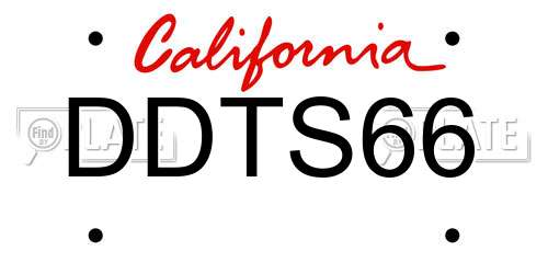 DDTS66 California License Plate