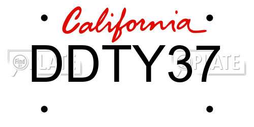 DDTY37 California License Plate