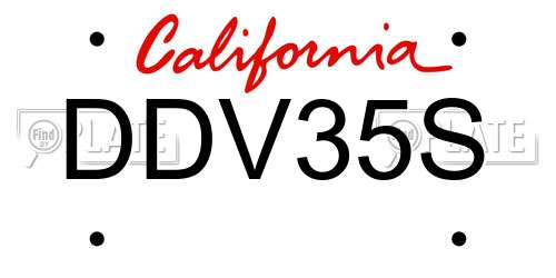DDV35S California License Plate