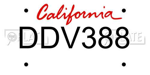 DDV388 California License Plate