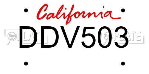 DDV503 California License Plate